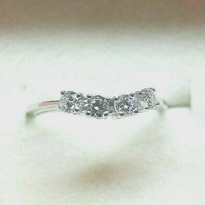 Pre-owned Nsg 0.20 Cts Natural Wedding Anniversarry Band Ring 14k White Gold Plated