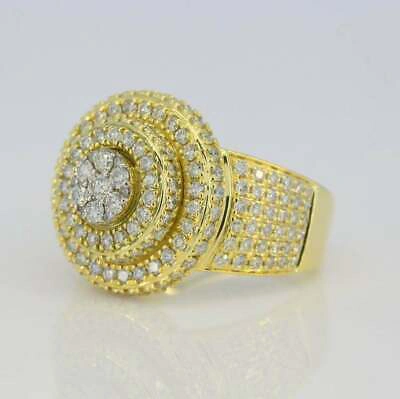 Pre-owned Online0369 1.18 Ct Round Simulated Diamond Men's Customized Bling Ring 14k Yellow Gold Fn