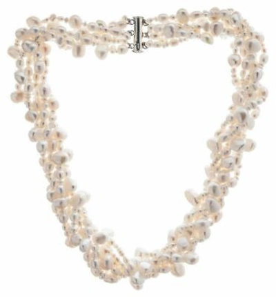 Pre-owned Pearls Of The Orient Womens 6 Strand Cultured Freshwater Pearl Necklace - White
