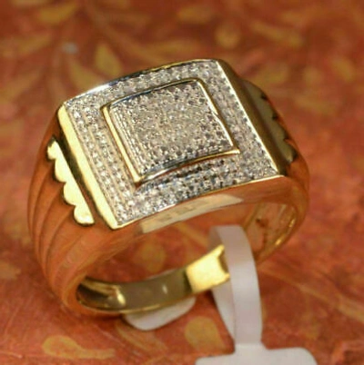 Pre-owned Universal Jewels 1.50 Ct White Simulated Diamond Mens Engagement Statement Ring Yellow Gold Fn