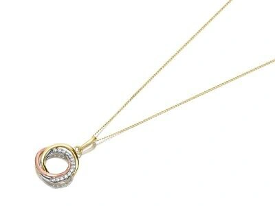 Pre-owned F.hinds Womens 9ct Three Colour Gold Cubic Zirconia Knot Necklace