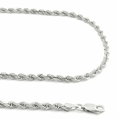 Pre-owned Nuragold 10k White Gold Solid Mens 3mm Italian Rope Chain Necklace W Lobster Clasp- 28"
