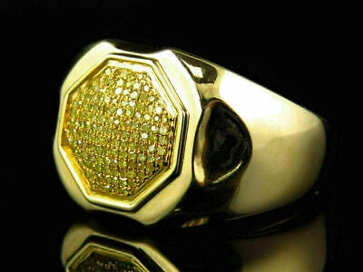 Pre-owned Earleen Jewels Crater Style Men's Classic Ring With 2.40ct Round Yellow Sapphire Studded In 925