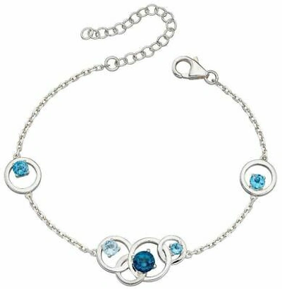 Pre-owned Elements Silver Womens Round Topaz Bracelet - Silver/blue