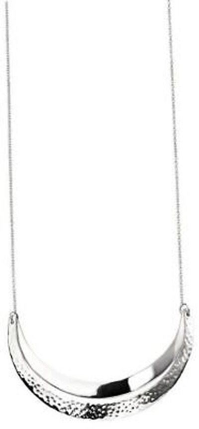 Pre-owned Elements Silver Beginnings Womens Double Curved Bar Hammered Necklace - Silver