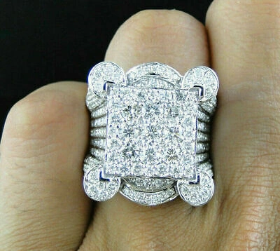 Pre-owned Universal Jewels 2ct White Simulated Diamond Rd Mens Pinky Wide Band Ring White Gold Over Silver