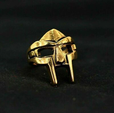 Pre-owned Universal Jewels Men's Unique Mask Ring Solid Metal 14k Yellow Gold Plated 925 Sterling Silver
