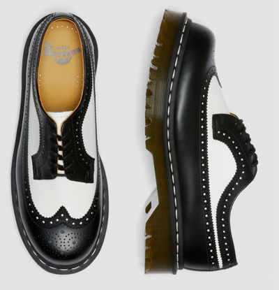 Pre-owned Dr. Martens' Dr Martens Brogue Bex Black White Leather Smooth