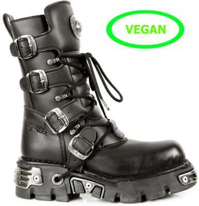 Pre-owned New Rock Boot Leather Vegan Animal Friendly Rock Unisex Style Gothic M.373-s7