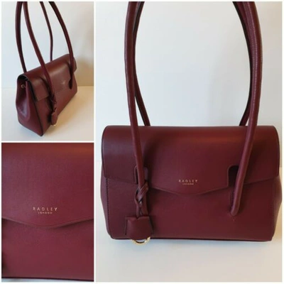 Pre-owned Radley Shoulder Bag, Dark Red Leather. "apsley Road", Medium Size. Rrp £219
