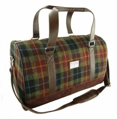 Pre-owned Harris Tweed 'clyde' Weekend Bag In Rust Check Lb1026-col59
