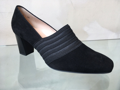 Pre-owned Peter Kaiser Women's Wide Fit High Front Dorna Court Shoes Black/brown Suede By