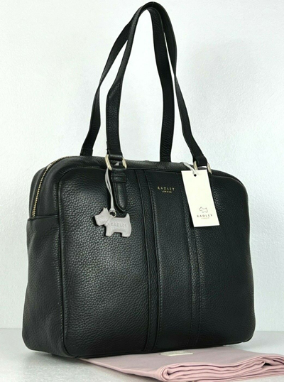 Pre-owned Radley Mercer Street Medium To Large Shoulder Bag Work Bag Soft Black Leather