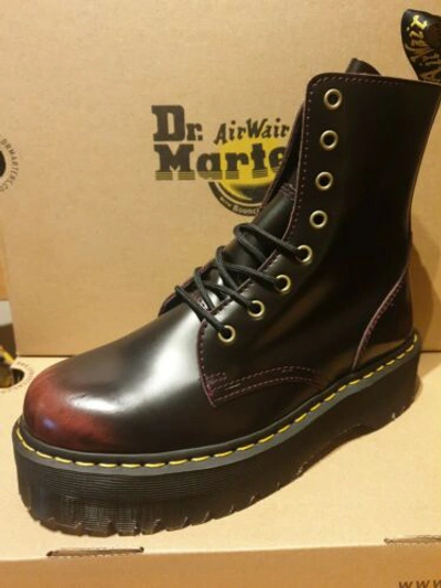 Pre-owned Dr. Martens Dr Martens Jadon Cherry Red Arcadia Leather Platform Boots Size Uk 10 Eu 45