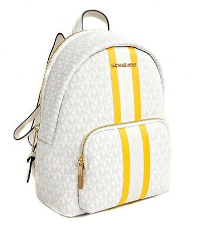 Pre-owned Michael Kors Backpack Bag Erin Md Signiatur Backpack Bright White Yellow
