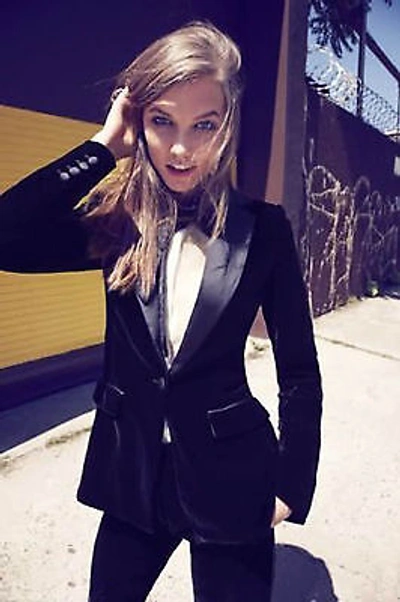 Pre-owned Handmade Women Stylish Party Wear Slim Fit Black Velvet Tuxedo Sports Blazers Jackets Uk