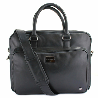 Pre-owned Peter Werth Finlay Leather Laptop Bag, Business Briefcase With Shoulder Strap