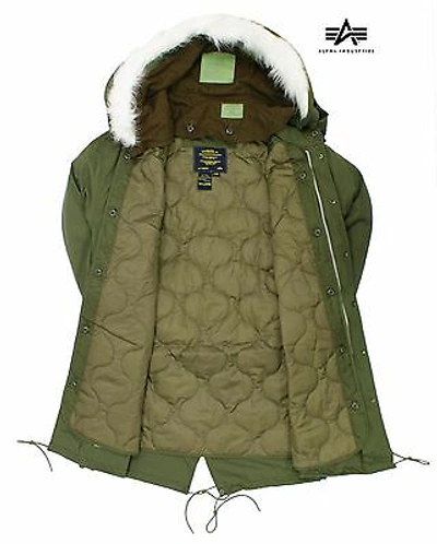 Pre-owned Alpha Industries Fishtail Parka Original  M65 Jacket Padded Hooded Army Coat
