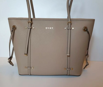 Pre-owned Dkny Tan Shoulder / Tote Bag. Leather, With Gold Details. Bnwt. Rrp £360