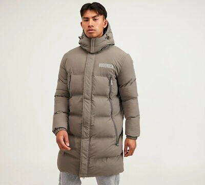 Pre-owned Hood Rich - Og Stack Longline Puffer Jacket (grey) Mens