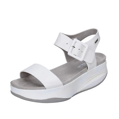 Pre-owned Mbt Shoes Women  Sandals White Leather Manni Performance Bx884