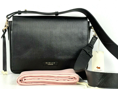 Pre-owned Radley Hanson Street Black Leather Cross Body Bag Medium Rrp 179