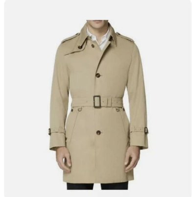 Pre-owned Aquascutum Corby Sb Mens Trench Camel Size 44 Rrp £800