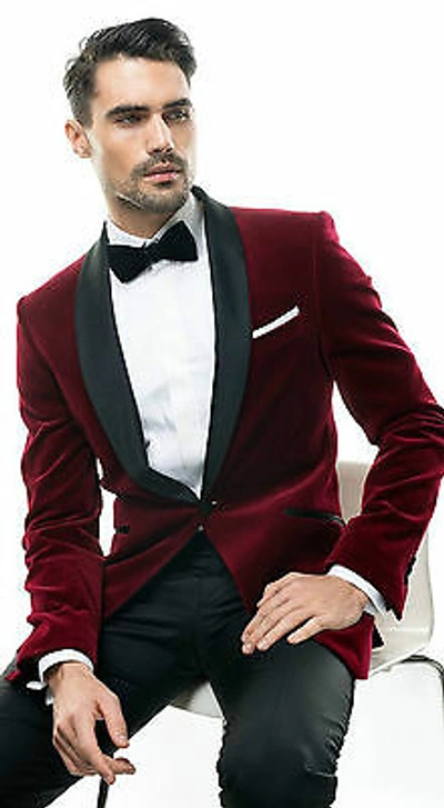 Pre-owned Handmade Men Maroon Smoking Jackets Luxury Tuxedo Designer Velvet Party Wear Blazers Uk