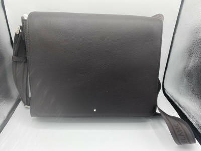 Pre-owned Montblanc Mont Blanc Dark Brown Leather Soft Grain Messenger Bag 114454 Rrp £695