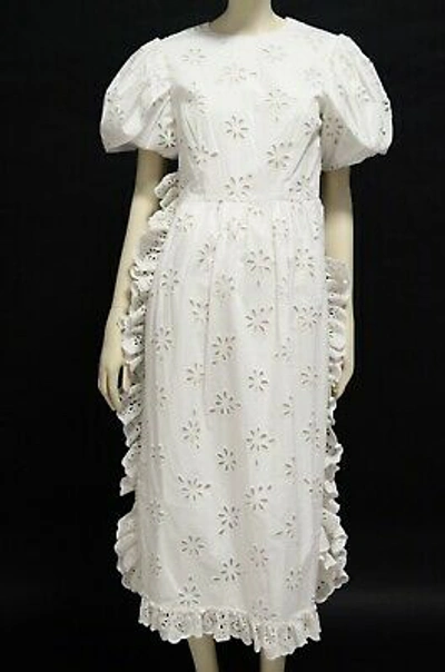Pre-owned H&m Simone Rocha X  White Eyelet Embroidery Dress Size S