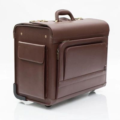 Pre-owned Quindici Sale  Luxury Leather Pilot Briefcase Wheeled Business Bag
