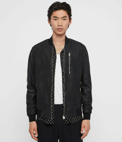 Pre-owned Allsaints All Saints Men's Kino Leather Bomber Jacket - Size M - Rrp £318