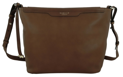 Pre-owned Radley Crossbody Bag Brown Tan Small To Medium Leather Shoulder Handbag