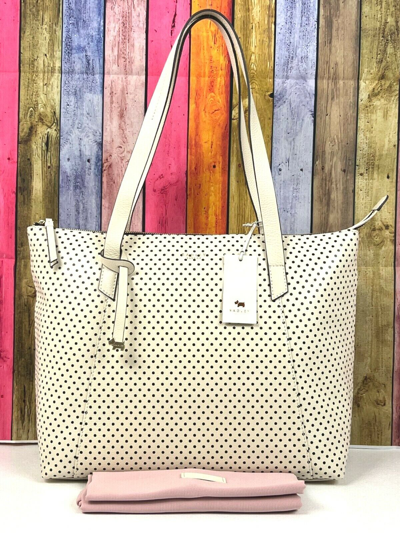 Pre-owned Radley Wood Street Polka Dot Soft Oyster Leather Shoulder Bag Or Work Bag Large