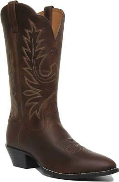 Pre-owned Ariat Heritage Western Womens Western Style Leather Boot In Brown Uk Sizes 3 - 8