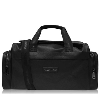Pre-owned Valentino Garavani Valentino Mens Black Ren Multi Strap Canvas Holdall Travel Bag