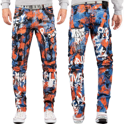 Pre-owned Cipo & Baxx Men Jeans Trousers Trousers Trousers Colourful Eye-catching Splashes