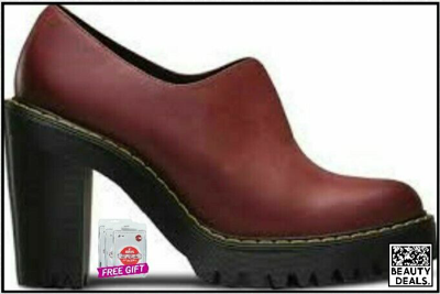 Pre-owned Dr. Martens' Dr Martens - Cordelia - Gusset Slip On Wine Antique Milled Brunido Heels - Uk4