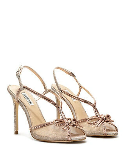 Pre-owned Guess Women's Shoes Sandals Heels  Fl5adtfam03 Rose Glitter Pink