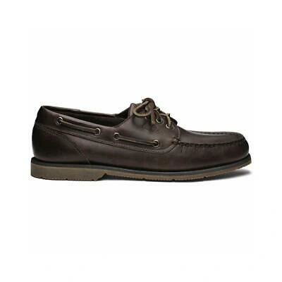 Pre-owned Sebago Men's Foresider Leather Boat Shoes Dark Brown