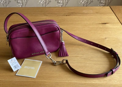 Pre-owned Michael Kors Genuine  Bag Camera Belt Bag Cross Body Bag Pebbled Leather