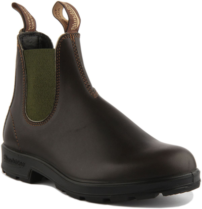 Pre-owned Blundstone 519 Unisex Chelsea Boot With Non Slip Sole Brown Olive Uk Size 8 - 12