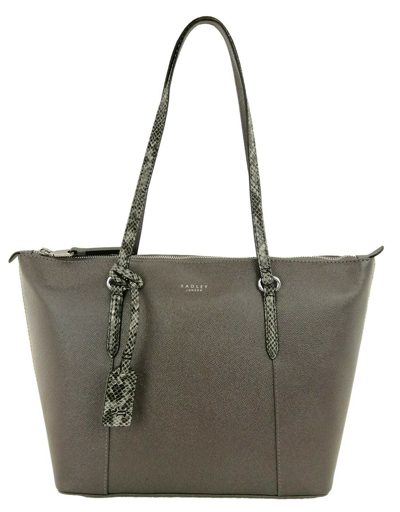 Pre-owned Radley Tote Shoulder Bag Grey Charcoal Medium Zip Top Handbag Angel Street