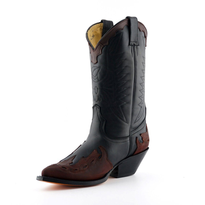 Pre-owned Grinders Arizona Black Burgundy Cowboy Western Leather Knee High Biker Boots