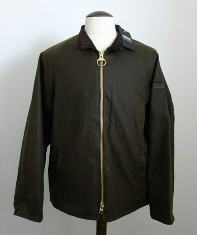 Pre-owned Barbour Mens  Brown Waxed Bomber Harrington Jacket - Size Large
