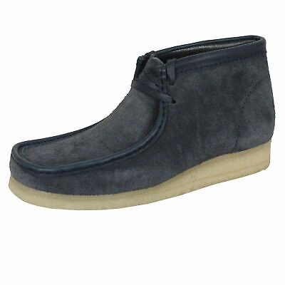 Pre-owned Clarks Originals Wallabee Mens Navy Hairy Suede Boots