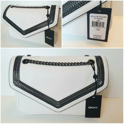Pre-owned Dkny Shoulder /crossbody Bag. White & Black. Chain, Soft Leather. Rrp £450