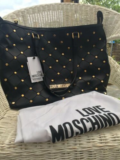 Pre-owned Moschino Love  Black Bag Studded Tote Book Summer