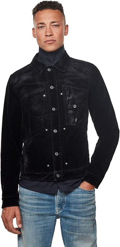 Pre-owned G-star Raw Men's Scutar Slim Jkt Denim Jacket Premium Italian Fabric Black