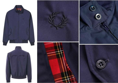 Pre-owned Fred Perry Harrington Jacket Mens Reissues Navy Size 36 Zip-thru Top R£200
